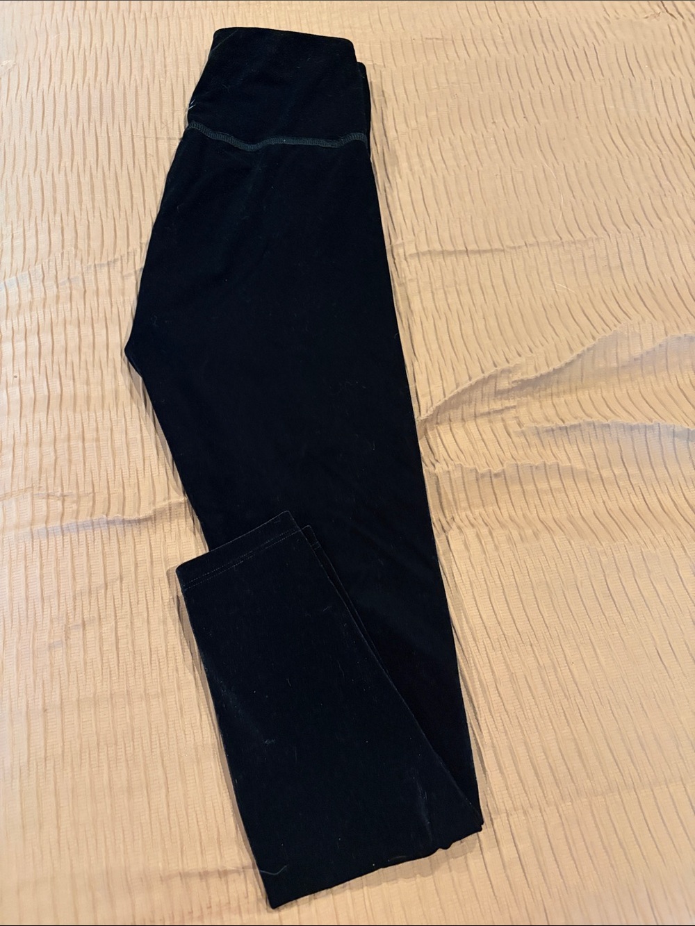 Beyond Yoga Black Velvet High-Rise Stretch Leggings